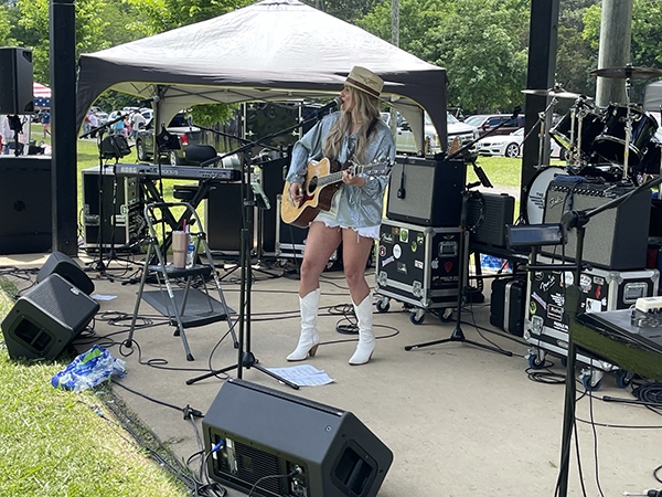 Erica Ryleigh on stage at Leeds Creek Bank Festival